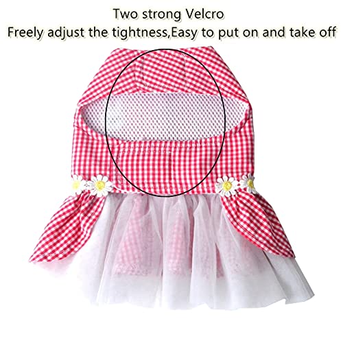 Small Dog Dress with Leash Set Adjustable Dog Harness Dress with D Ring Breathable Walk Doggie Outfits for Puppy Girl and ...