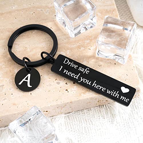 VICKHU drive safe keychain for boyfriend,26-letter keychain,gifts for boyfriend on birthday christmas valentines day