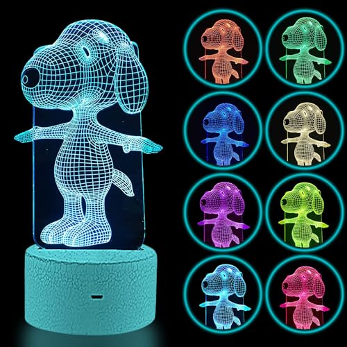 YARRD Dog Animal 3D Lamp Night Light Touch Table Desk Lamps 7 Color Changing Lights with Acrylic Flat & ABS Base & USB Cha...