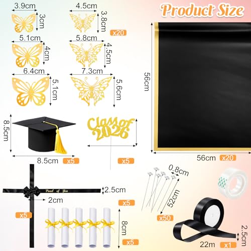 113 Pcs 2026 Graduation Money Bouquet Kit for Her, DIY Cash Flower Gift Set, Graduation Money Bouquet Supplies with 3D But...