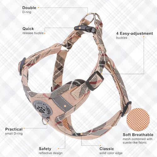 BEAUTYZOO Step in Dog Harness Collar and Leash Set for Small Medium Large Dogs, No Pull No Choke Puppy Harness, Soft Mesh ...