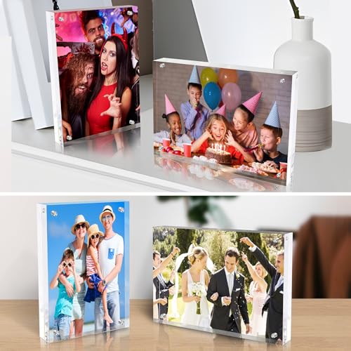 laapee 8x10 Inches Acrylic Picture Frames 1 Pack, Double Sided Magnetic Photo Frames,Free Standing on Desk or Table Clear ...