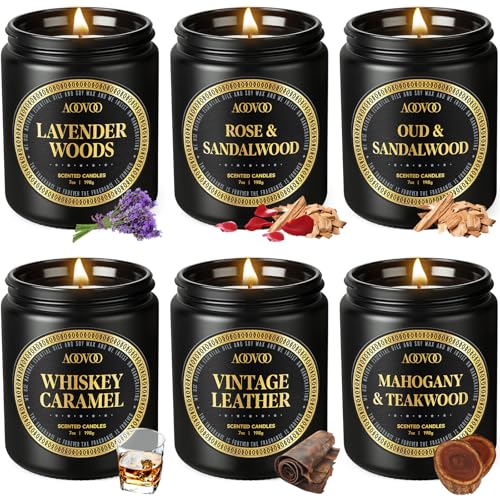 AOOVOO Scented Candles Gift Set - 6 Pack Men Candles for Home Scented, 42 oz Soy Candle for Men, 300 Hour Long Lasting Can...