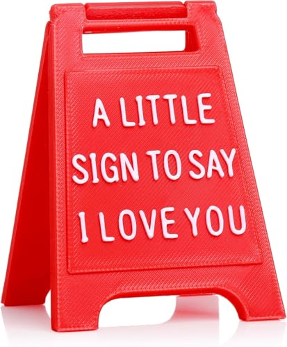 Mini Sign Valentine's Decoration Anniversary Present - Premium Plastic Desk Sign, Solid Freestanding I Love You Block, Rom...