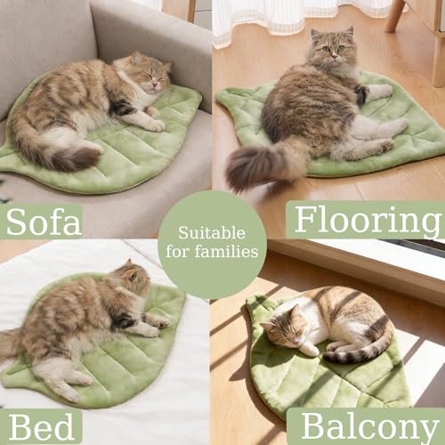 Nimorio Self Warming Cat Leaf Mat,Comfortable Soft Fabric Breathable Cozy Cat Warm Bed Mat with Foil Insulation,Cat Bed Ma...