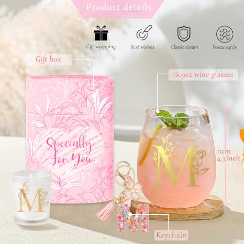 Personalized Birthday Gifts for Women Monogrammed Stemless Wine Glasses Unique Friendship Initial Gifts Christmas Gift for...