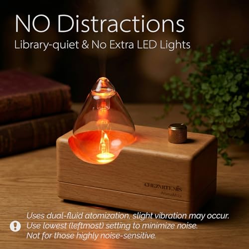 Waterdrop Glass Essential Oil Diffuser with Handmade Wood Base for Aromatherapy, Waterless Scent Diffuser for Yoga Home Of...