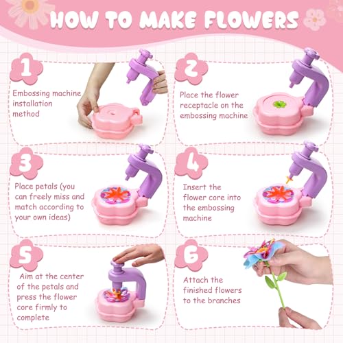Scvcid Fabric Bouquet Toys Include Extra Accessories Set, Arts and Crafts for Kids Ages 3-12, DIY Flower Craft Kits for To...