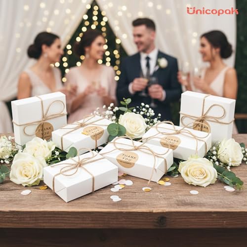 UnicoPak 20 Pack White Small Gift Boxes, 1/2 Lb. Candy Boxes, Food-grade Material, Ideal for Food or Gift Packaging, Gifti...