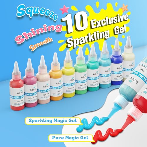 Kiditos Magic Water Elf Toy Kit – Squishies for Kids, 20 Gels & 10 Molds, Magic Gel Water Pets Sensory DIY Craft Kit, Part...