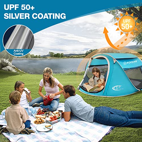 Easy Pop Up Tent 2-4 Person Waterproof - Pop-Up Camping Tents Automatic Tent Throw Pop Up Instant Flip Pop Tent for Campin...