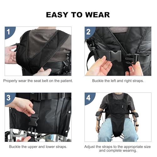 MDSTOP Wheelchair Safety Belt, Anti-Slip Wheelchair Seatbelt, Wheelchair Harness with Adjustable Secure Buckle, Medical Re...