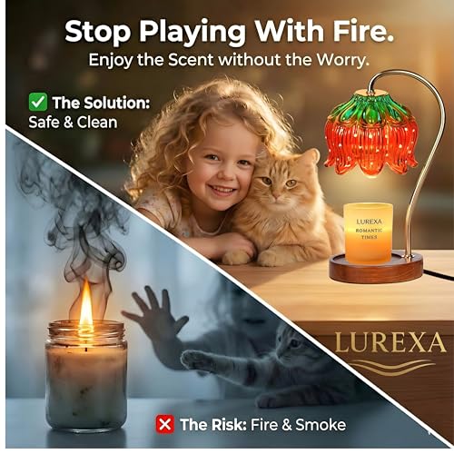 LUREXA Candle Warmer Lamp with Timer, Dimmable Wax Melt Lamp for Large & Standard Jar Candles, Includes 2 GU10 Bulbs, Eleg...