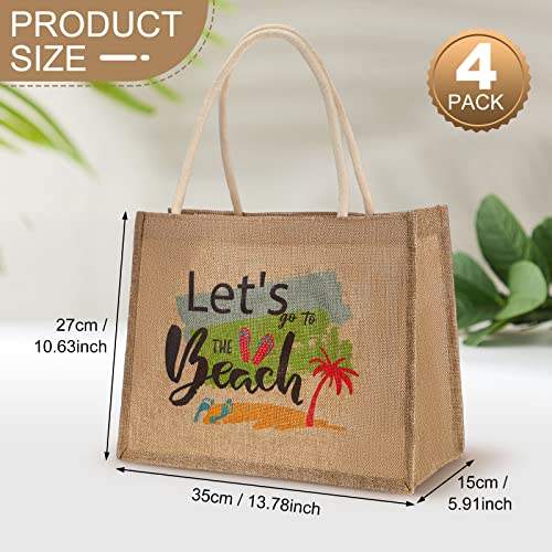 Sweetude Burlap Tote Bags with Handles for Women Burlap Tote Summer Straw Beach Bag 13.8 x 5.9 x 10.6 Inches