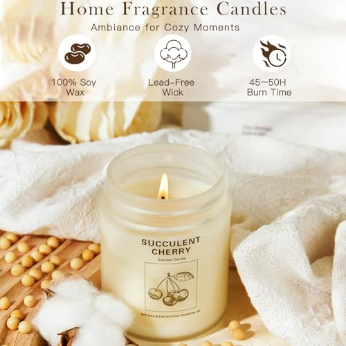 Soy Wax Scented Candle Gift Set, 4 Pack Lavender, Orange & Ginger, Vanilla Scents, Long Lasting Aromatherapy Candles for H...