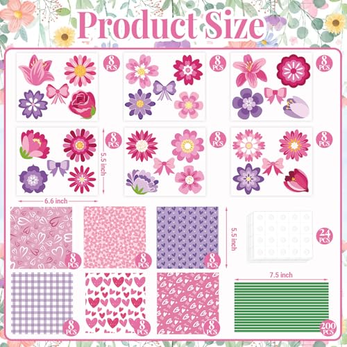 SMUAENSS 48 Set Mothers Day Craft Flower Bouquet Craft Kit DIY Paper Flower Crafts, Handmade Thankful Gifts for Teacher Ap...