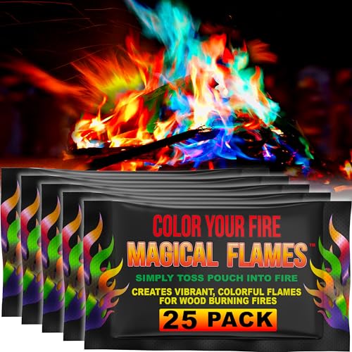 Magical Flames Fire Color Packets (25 Pack), Vibrant Multi-Color Fire for Fire Pits, Campfires, Bonfires & Fireplaces - Ca...