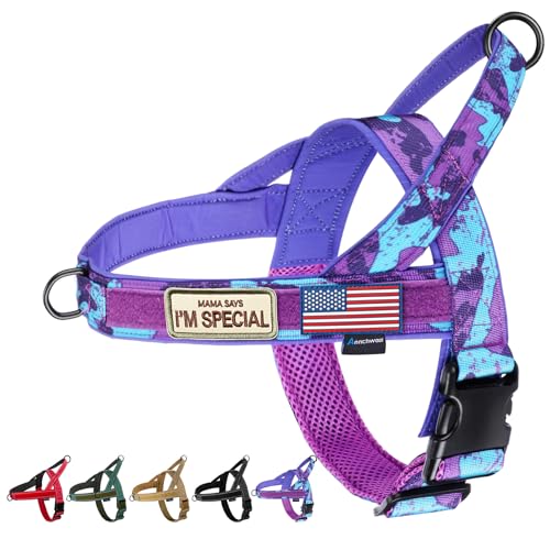 Annchwool No Pull Dog Harness with Soft Padded Handle,Escape Proof and Quick Fit to Adjust Dog Harness,Easy for Training W...