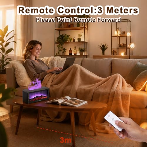 Fireplace Aroma Diffuser with 9-Color Realistic Flame Effect,Essential Oil Diffuser for Home,Cozy Flame Aroma Humidifier,2...