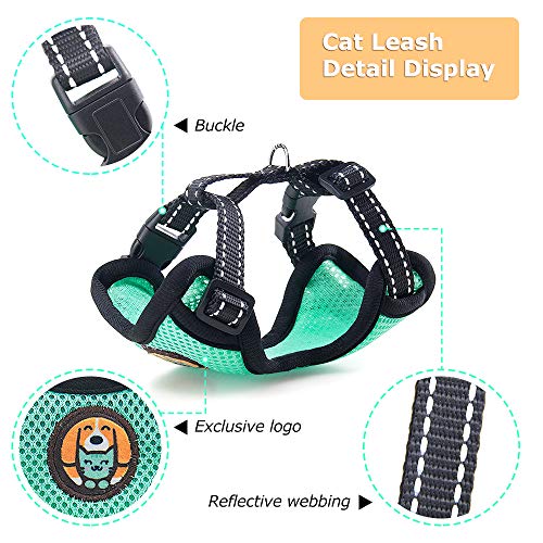 AWOOF Reflective Kitten Harness and Leash Escape Proof with Car Seat Belt, Adjustable Cat Puppy Walking Jacket with Metal ...