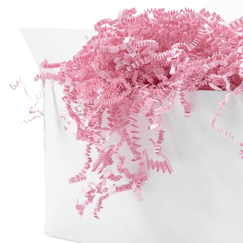 Mefleet 1/2 LB Crinkle Cut Paper Shred Filler 8 oz Light Pink Crinkle Shredded Paper for Gift Box - Gift Basket Bag Filler...