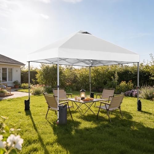 OLIXIS 10x10ft 1-Person Pop Up Canopy Tent, Heavy Duty One Push Setup Portable Outdoor Shelter for Beach Events Camping wi...