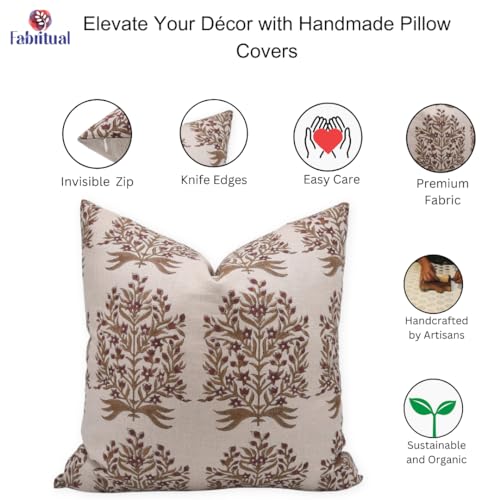 Fabritual Handmade Pure Linen Fabric 14x36 Inch Throw Pillowcase Cushion Cover Decorative for Sofa, Couch, Bedroom, Living...