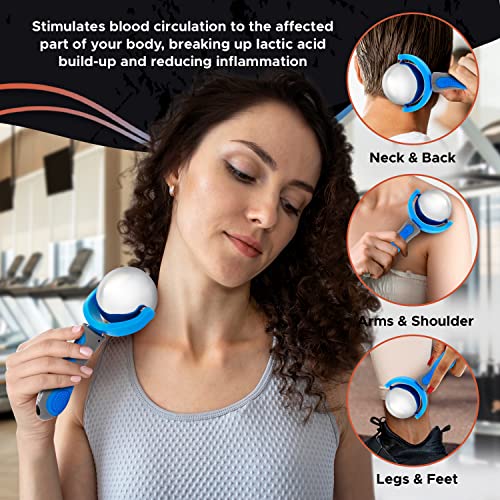 PRIME Fitness Cold Massage Roller Ball | Cold Therapy | Ice Roller Ball with Handle | cryo Stick | Relieve Muscle Pain (Blue)