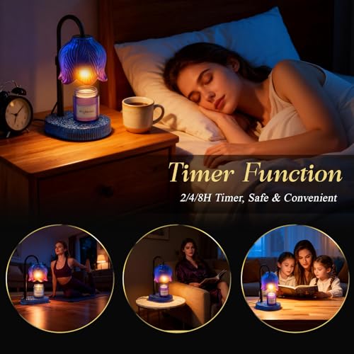 WYghyronic Candle Warmer Lamp with Adjustable Height - Flameless 4-Level Dimmable Wax Warmer, Timer Function & Stylish Des...