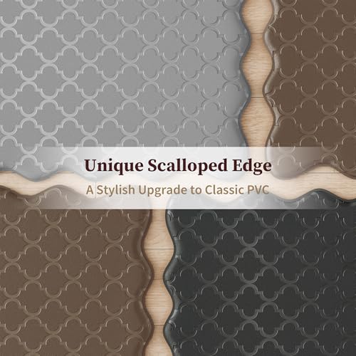 Arenarug Upgrade Scalloped Embossed Kitchen Mats for Floor 2PCS Cushioned Anti Fatigue Waterproof Foam Kitchen Rugs Non Sl...