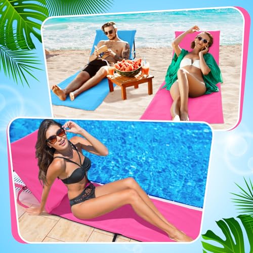 Lineshading 2 Pack Folding Beach Lounge Chair for Adults Couple Portable Sun Lounger Lightweight Tanning Mat with Storage ...