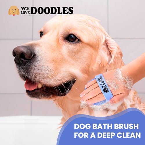 Dog Grooming Bath Brush, Pet Rubber Brush for Shower Scrubbing & Soothing Massage, Ideal for Long & Short Haired Dogs and ...