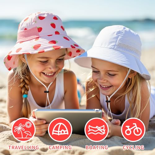 Toddler Baby Sun Hat Kids Summer Beach Essentials Adjustable Beach Hats with Bucket Wide Brim for Boys Girls Age 0-14 Years
