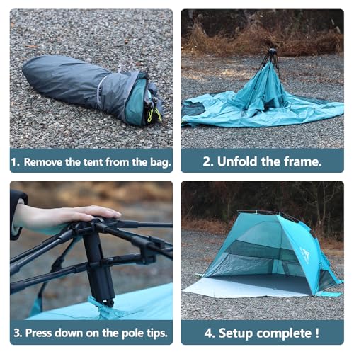 Three Bears Pop Up Beach Tent Sun Shade Shelter for 3-4 Person, UPF 50＋ UV Protection, Lightweight & Easy Setup Beach Shad...