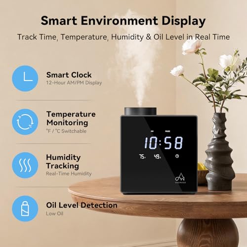 2026 Smart Waterless Diffuser, 2000 Sq.Ft Cold Air Scent Diffuser with Clock & Environmental Display | 7 Fragrance Levels,...