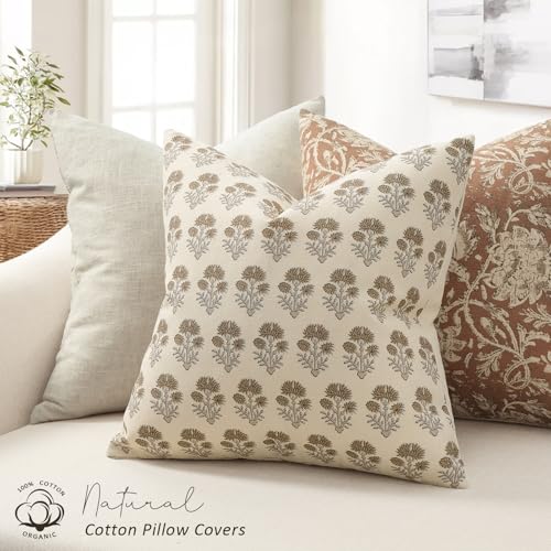 DKwizme Farmhouse Floral Pillow Covers 18x18 Set of 2, Country Botanical Throw Pillow Cover for Sofa Couch Bed Living Roo...