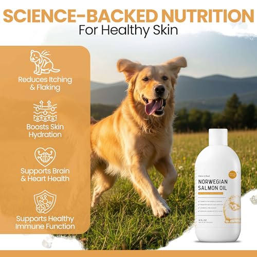 Salmon Oil for Dogs - Premium Fish Oil for Skin and Coat Health - Omega 3 Supplement - Supports Itchy Skin - 8 oz Liquid -...
