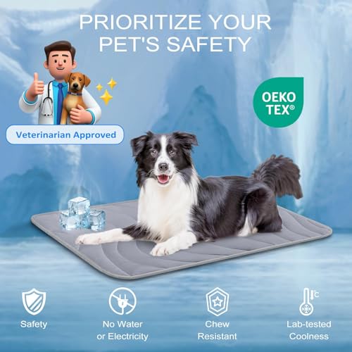 Cozyide Dog Cooling Mat, Large Cooling Mat for Dogs, Reversible Pad for Pet, 36" L x 23" W, Dark Grey