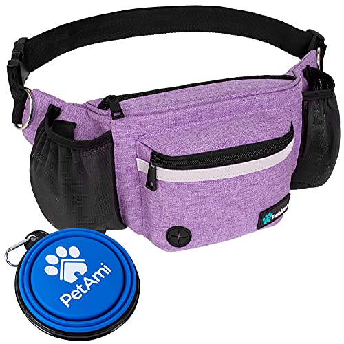 PetAmi Dog Fanny Pack, Treat Pouch for Dog Walking, Training, Built in Poop Bag Dispenser, Water Bottle Holder, Collapsibl...