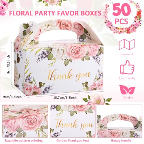 Xinnun 50 Pcs Thank You Treat Boxes Thanksgiving Floral Gift Box Wedding Party Favors Boxes Employee Appreciation Gifts Bo...