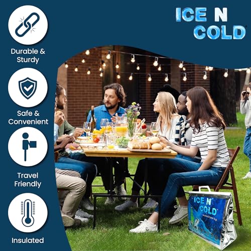 ICE N COLD Insulated Cooler Bag - Large 35 lbs Capacity (Pack of 1) | Lightweight, Soft, Collapsible | Ideal for Grocerie...