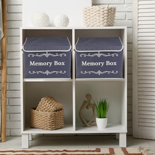 LemonRoad 2Pcs Memory Box Keepsakes for Kid Memory Decorative Storage Box Bin with Lid for Baby Wedding Travel Birthday An...