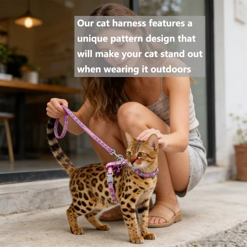 Freezx Cat Harness and Leash Set - Adjustable Escape Proof Cat Harness for Safe Walking - Lightweight Soft Travel Kitten H...