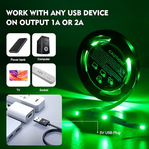 Timelux 20ft LED Strip Lights Color Changing Mood lamp USB 5V Operated RGB 5050 LED Tape Lights Bedroom, Kitchen Cabinet L...