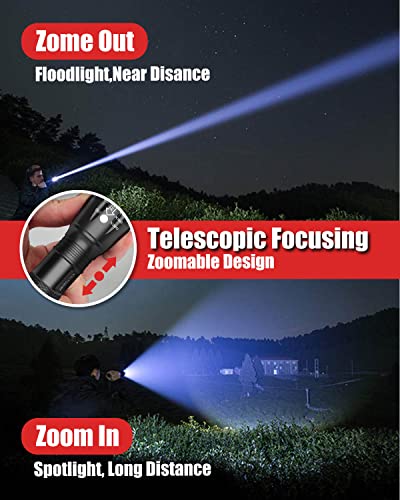 Victoper LED Flashlight 2 Pack, Bright Tactical Torch High Lumens with 5 Modes, Waterproof Zoomable Flash Light for Outdoo...