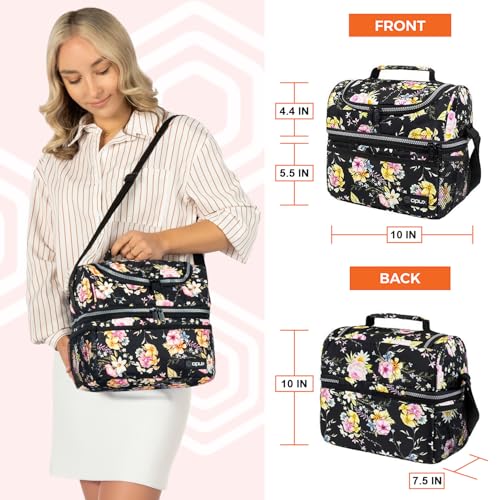 OPUX Lunch Box For Women, Insulated Large Lunch Bag Adult Work, Double Decker Lunchbox Meal Prep, Dual Compartment Leakpro...