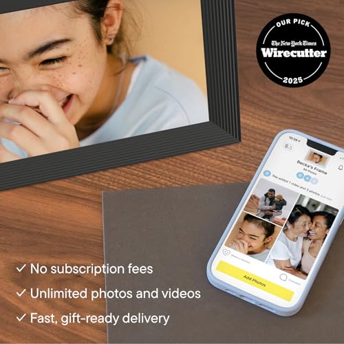 Aura Carver HD WiFi Digital Picture Frame, 10.1”, Add Photos with Aura App, Free Unlimited Storage - Wirecutter’s Pick for...
