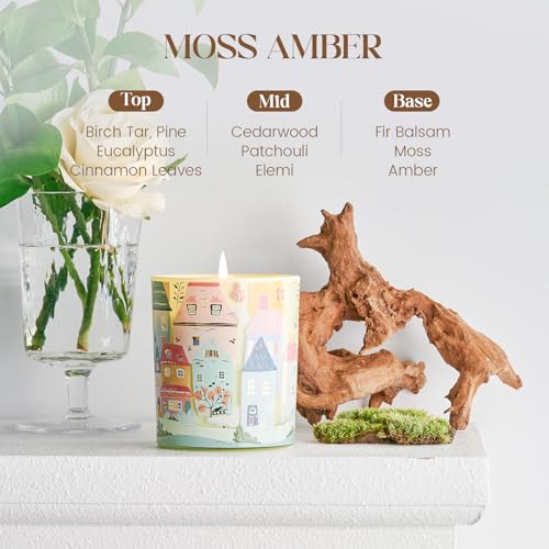 M&SENSE Moss Amber Candles for Home Scented - 10.2 oz Soy Wax Candles Non Toxic 60 Hours Long Burning Funny Candles Home D...