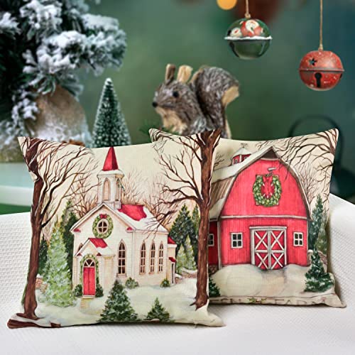 Hlonon Christmas Decorations Christmas Pillow Covers 18 x 18 Inches Set of 4 - Xmas Series Cushion Pillow Cover Custom Zip...