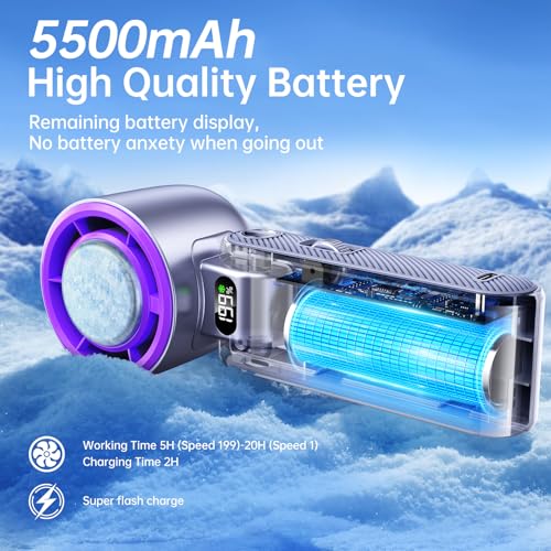 Coolhill Pro Handheld Portable fan with Turbo Cooling - Hand Held Fan Rechargeable, 1-199 Speeds, Up to 12Hrs Battery Lif...